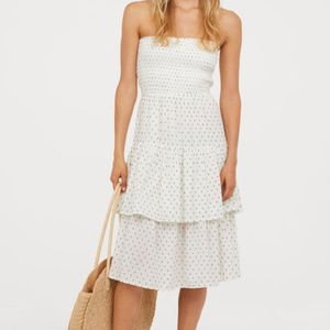 NWT - H&M White & Black Polkadot Tube Midi Dress